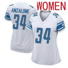 Women Detroit Lions #34 Alex Anzalone White Nike Game NFL Jersey